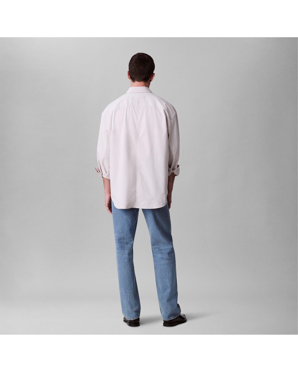 Calvin Klein Purple Relaxed Chambray Cotton Long Sleeve Oversized Fit Overshirt for men