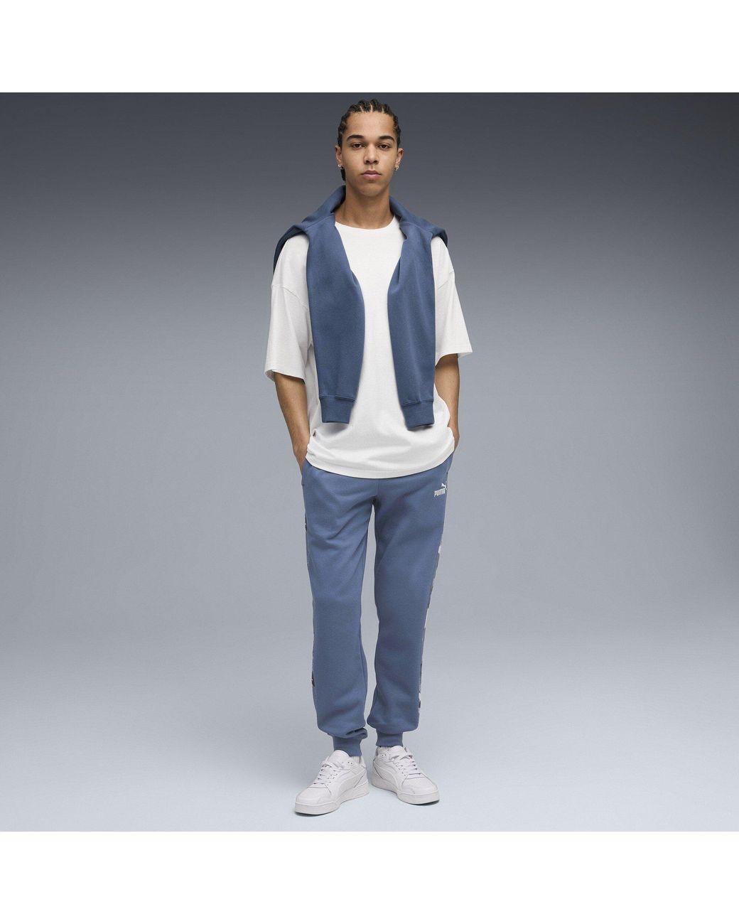 PUMA Blue Camo Fleece Closed Hem Jogging Bottoms for men