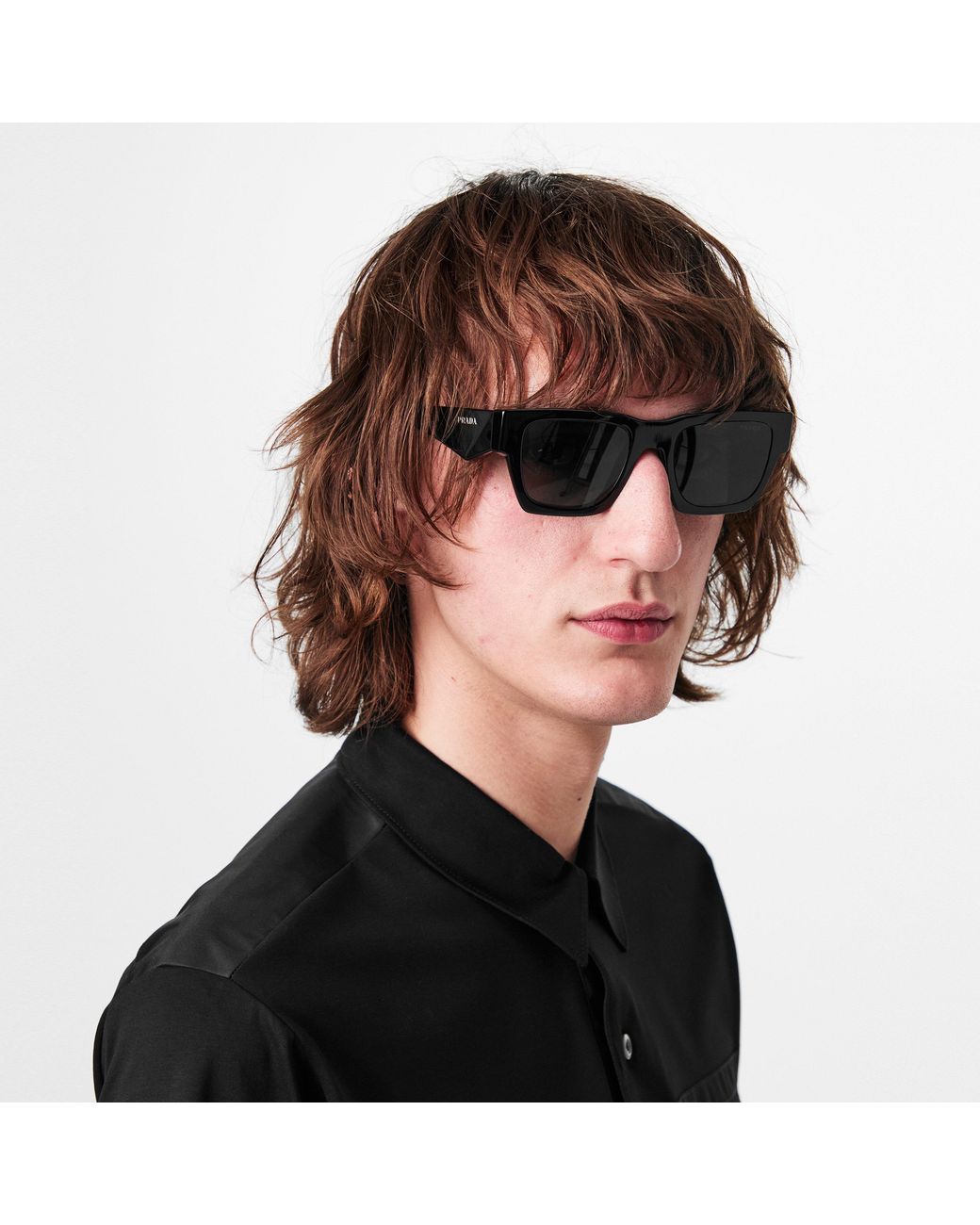 Prada Gray Square Symbole Sunglasses for men