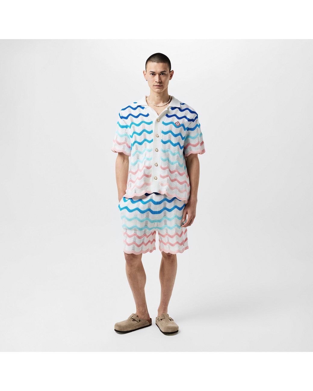 Casablanca Blue Gradient Wave Crochet Shirt for men