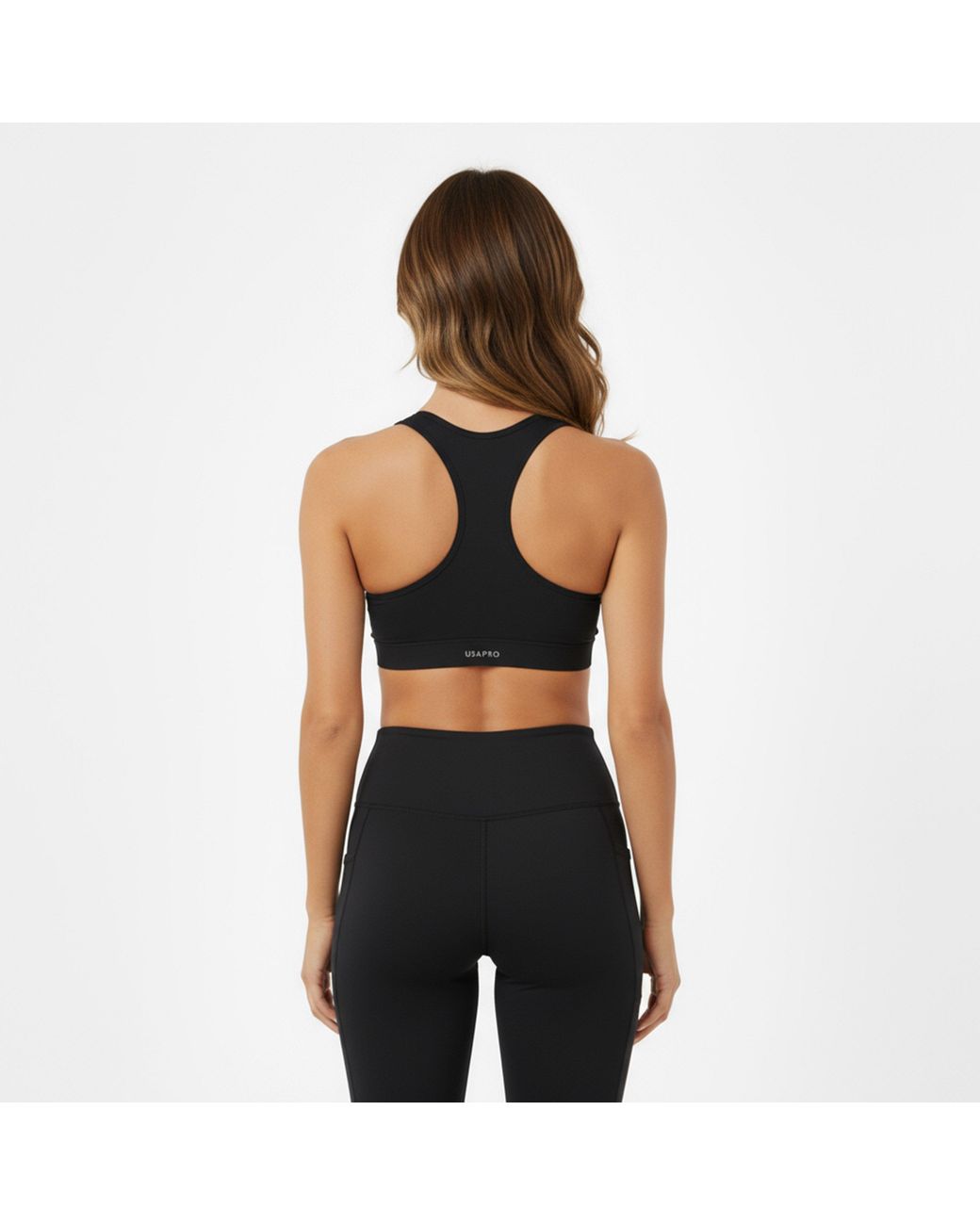 Usa Pro Black Core Racer Back Sports Bra