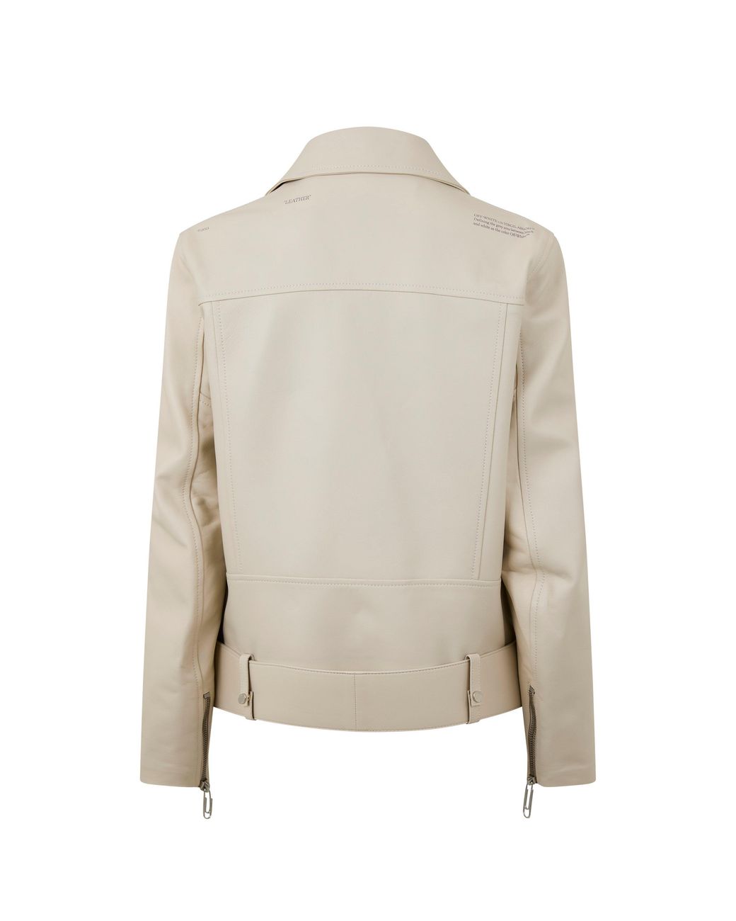 Off-White c/o Virgil Abloh Natural Off Solid Patterned Asymmetric Zipped Cuff Bike Jacket