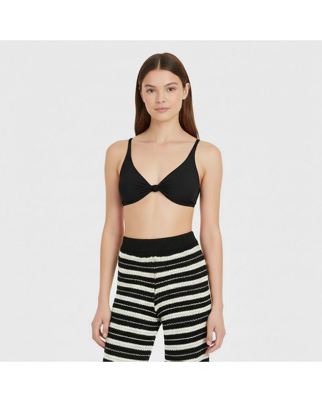 Jack Wills Black Knot Front Crop Top Bikini