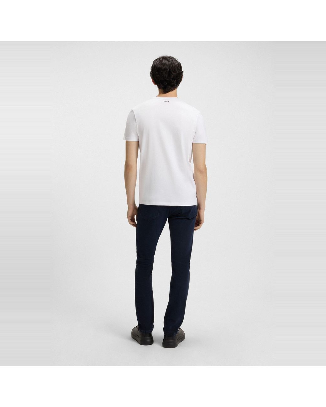 HUGO White Short Sleeve V Neck T Shirt for men