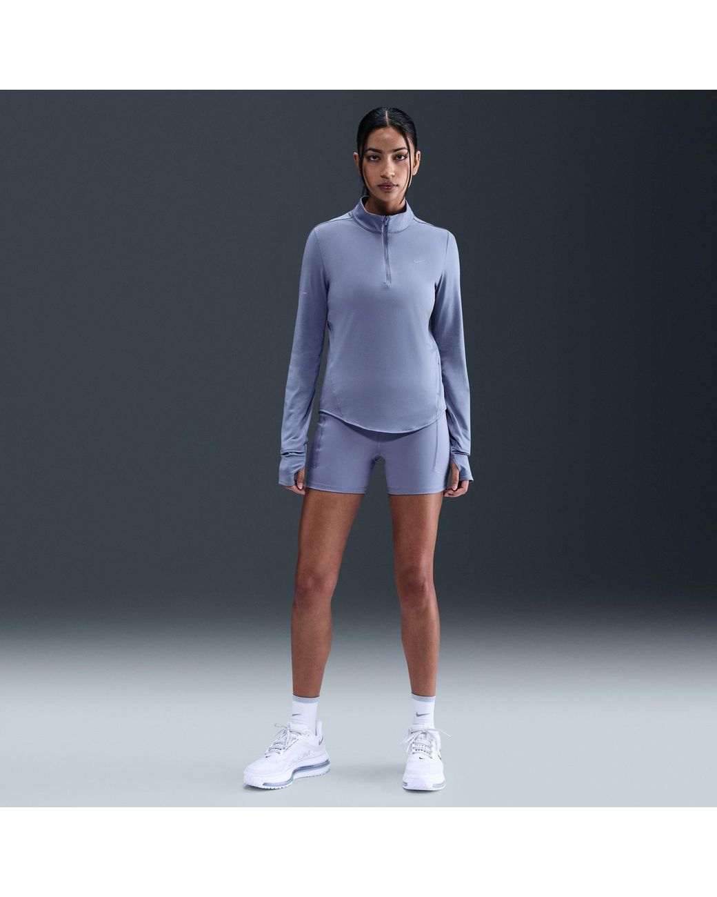 Nike Blue Swift High-Waisted Tight Running Shorts With Pockets
