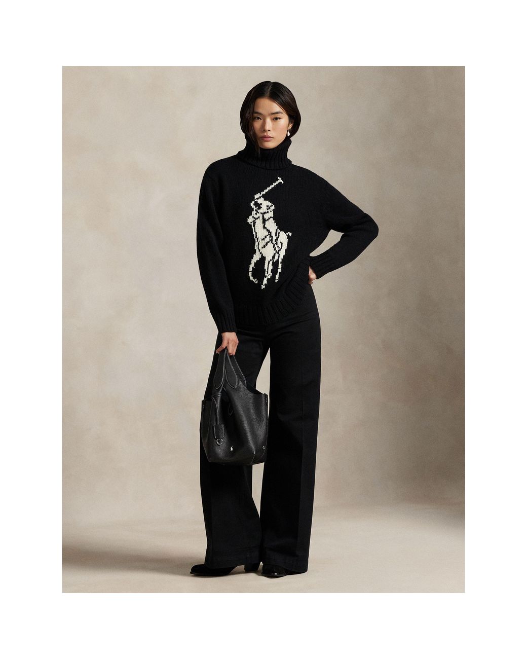 Polo Ralph Lauren Black Pony Knitted Crew Neck Jumper