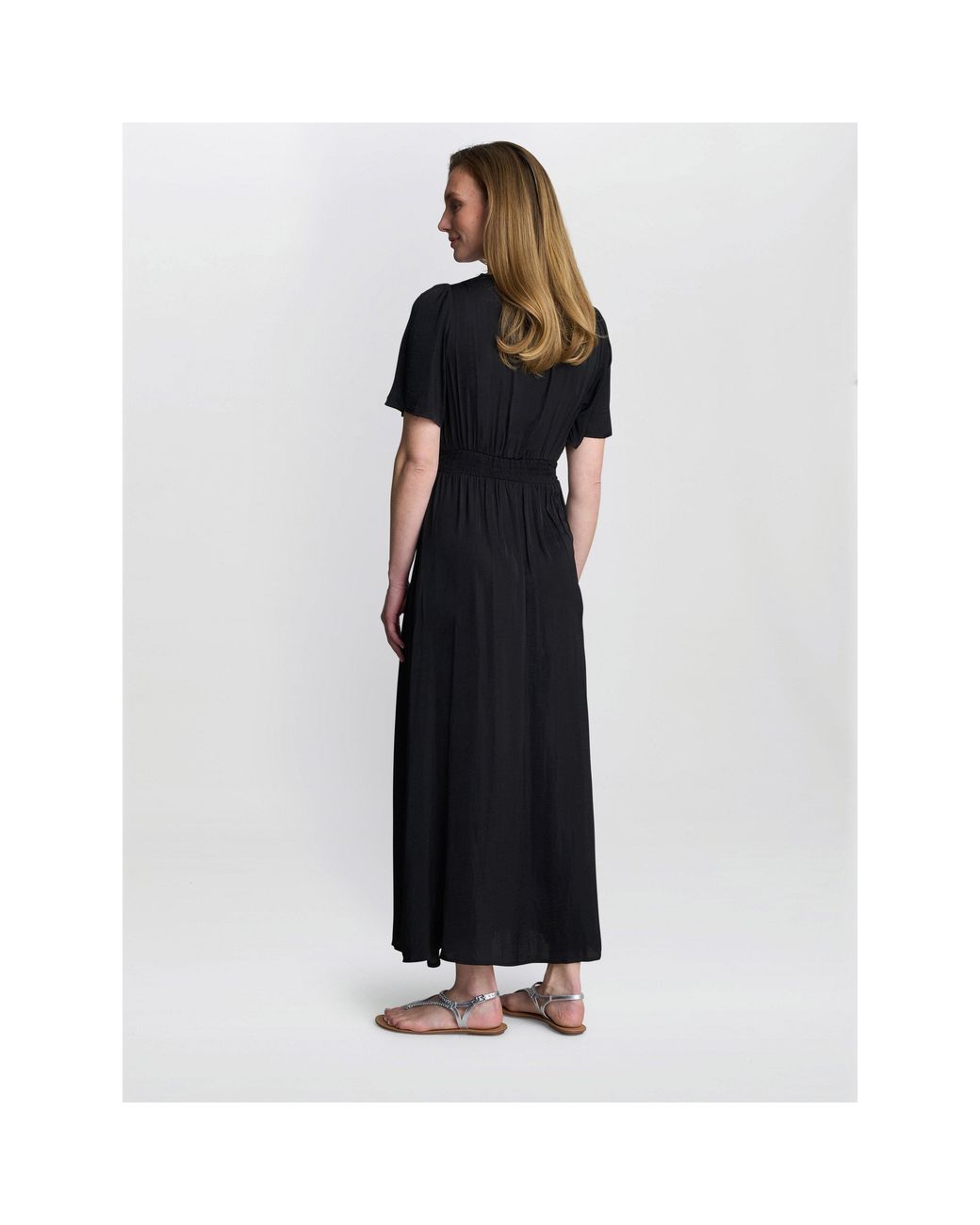 Gina Bacconi Black Carole Flowing V-Neck Dress