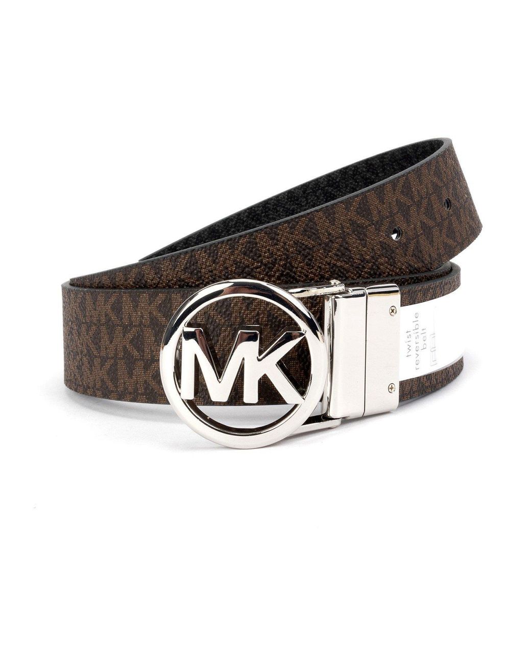 MICHAEL Michael Kors Black Reversible Mk Logo Leather Belt