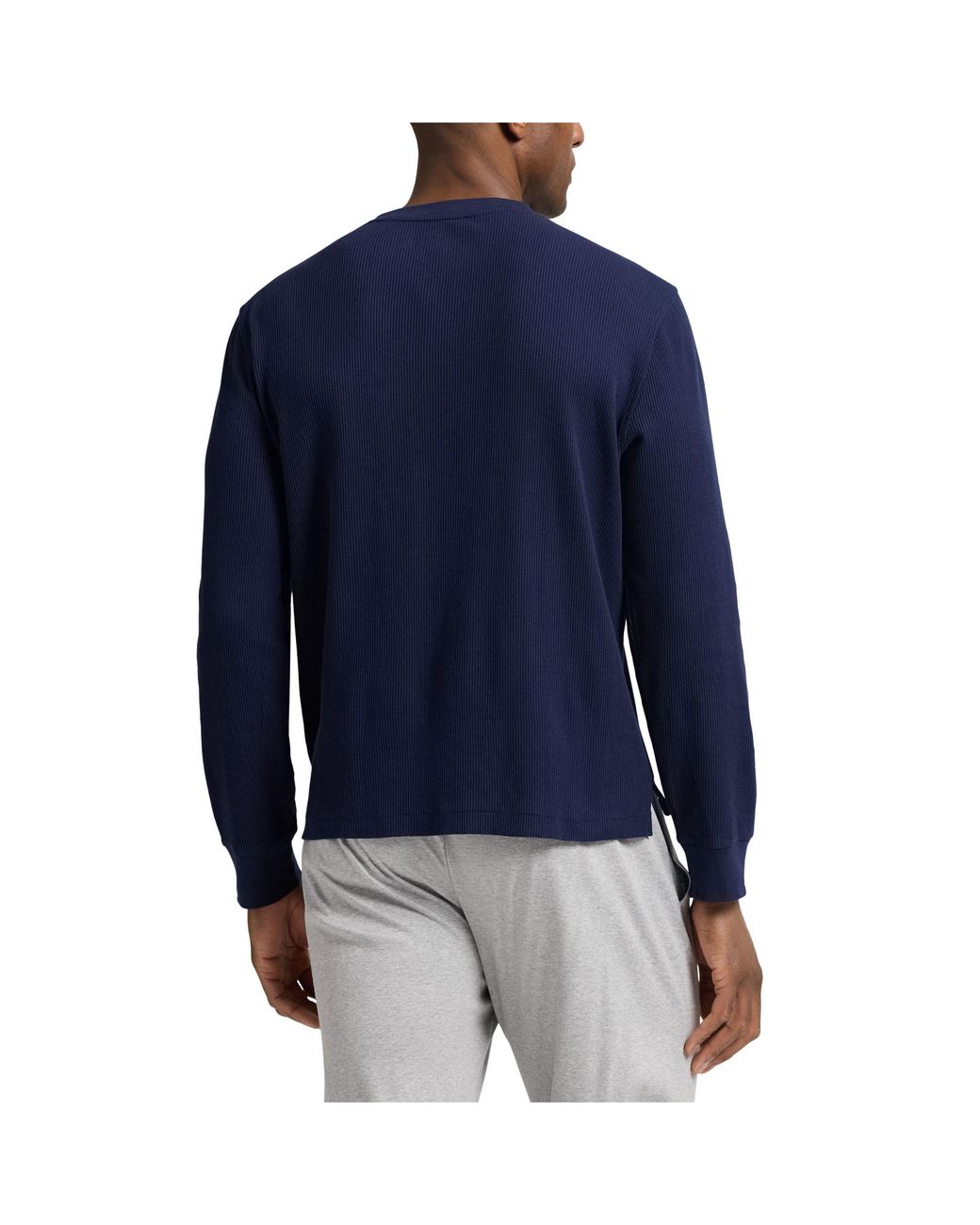 Polo Ralph Lauren Blue Waffle-Knit Henley Long Sleeve Top for men