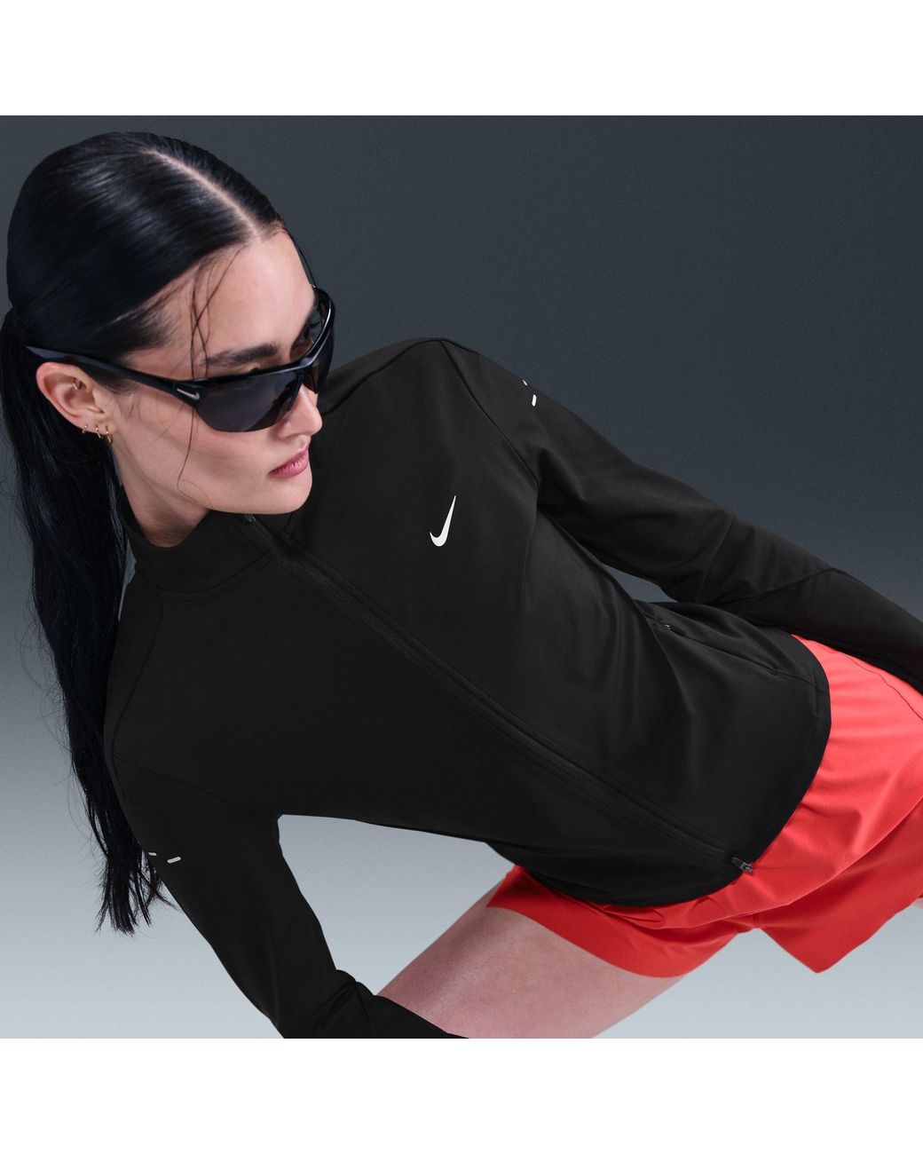 Nike Black Swift Full Zip Long Sleeve Running Top