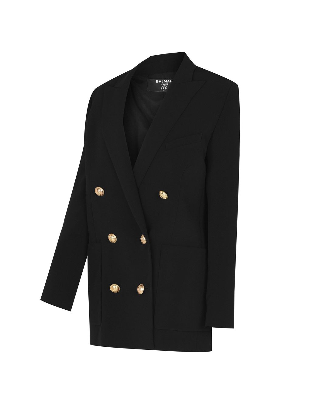 Balmain Black 6 Buttoned Boyfriend Double Breasted Viscose Long Sleeve Blazer