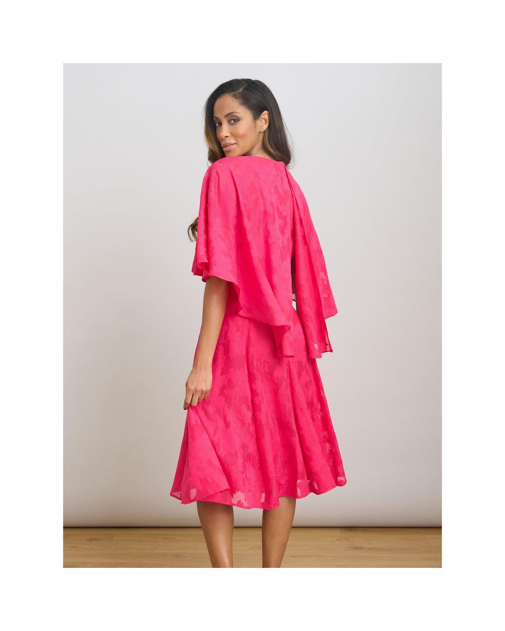 Gina Bacconi Pink Milly Jacquard Metallic Thread Dress