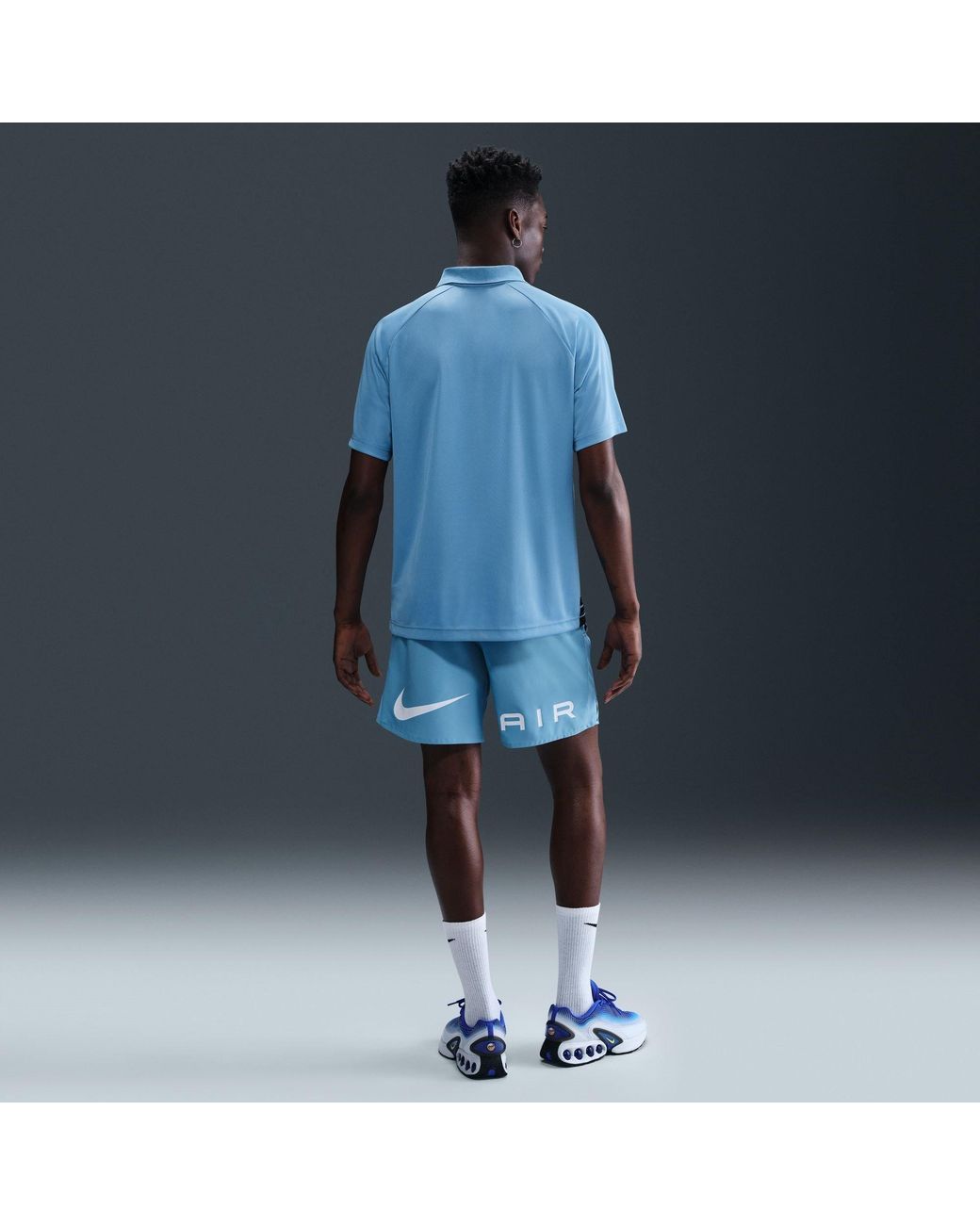 Nike Blue Air Striped Short-Sleeve Regular Fit T-Shirt for men