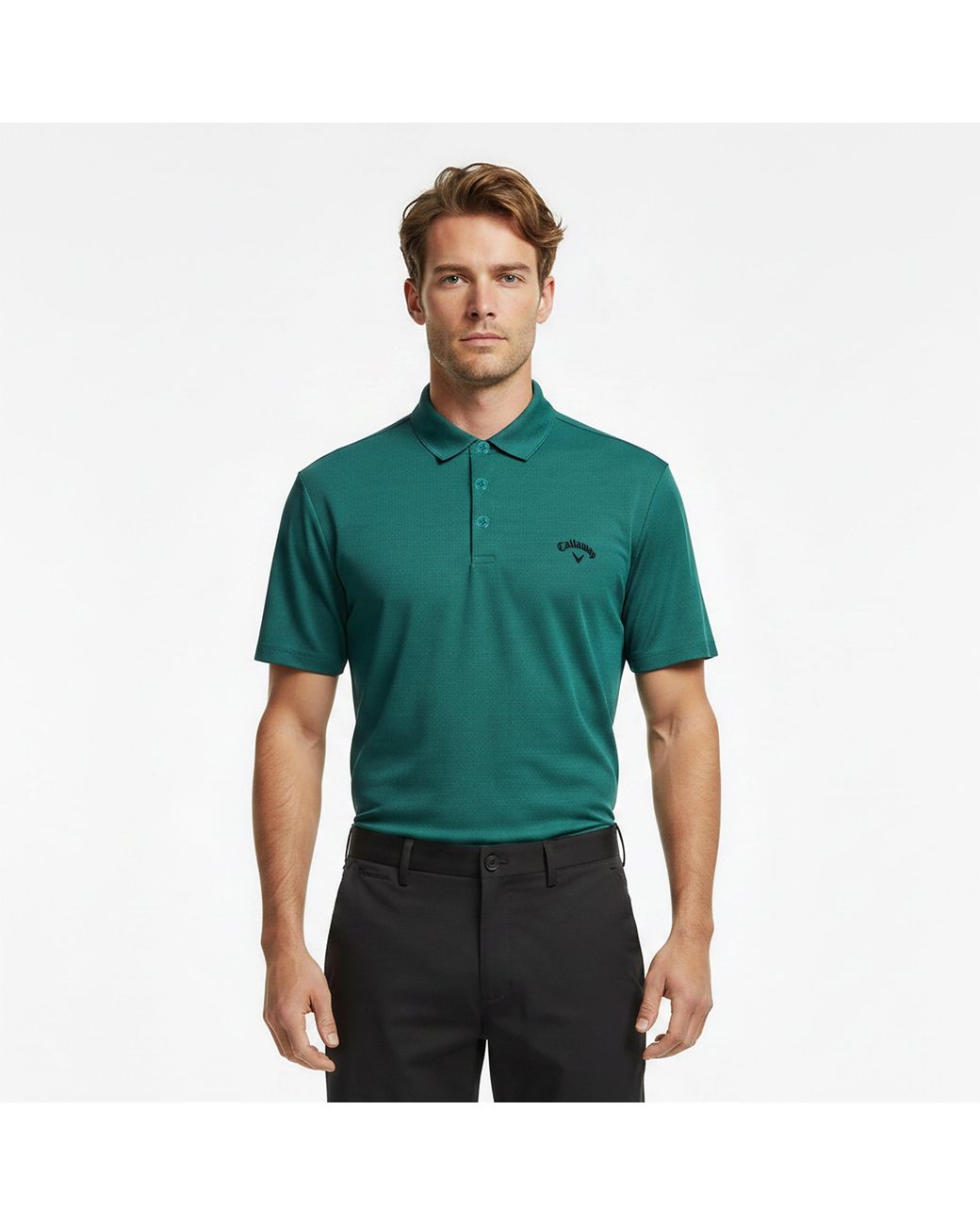 Callaway Apparel Green Herringbone Golf Polo Shirt for men