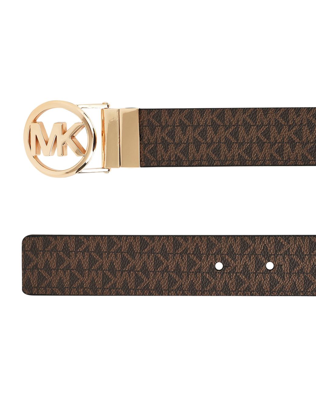 MICHAEL Michael Kors Black Round Logo Reversible Leather Belt
