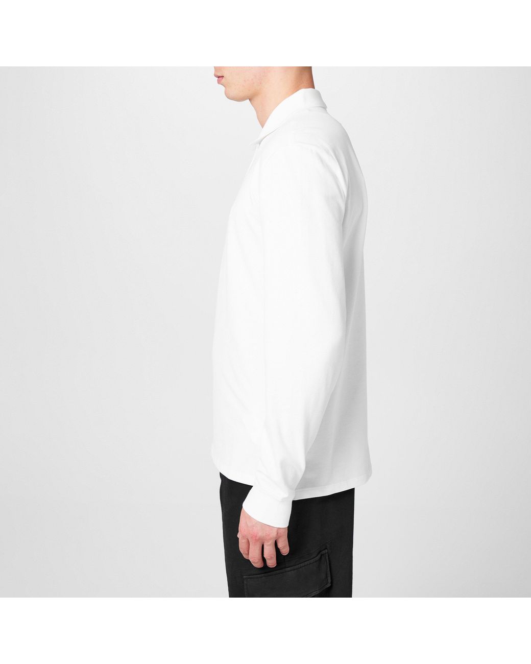 C P Company White C.P. Cotton Long Sleeve Polo Shirt for men