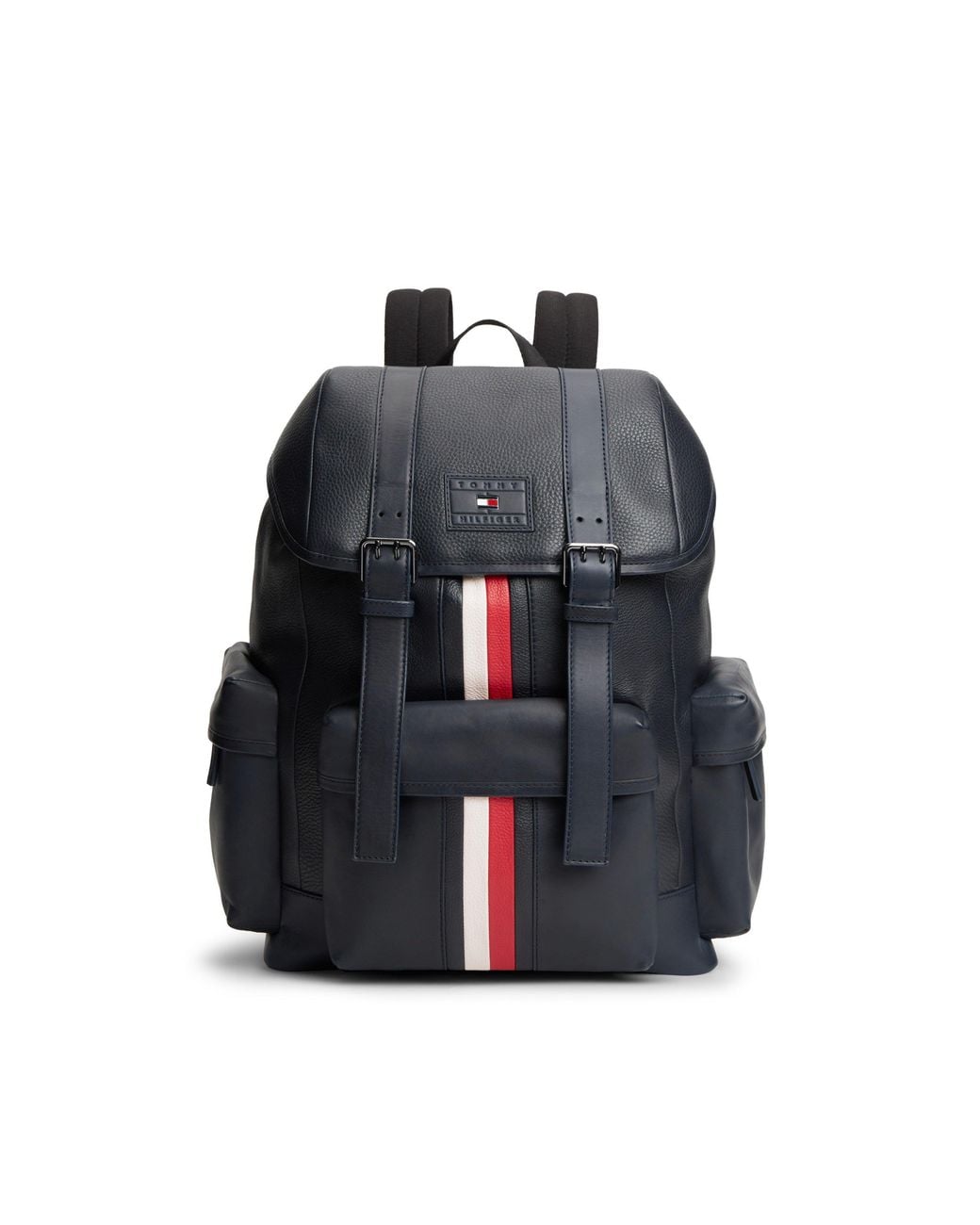 Tommy Hilfiger Blue Signature Stripe Leather Backpack