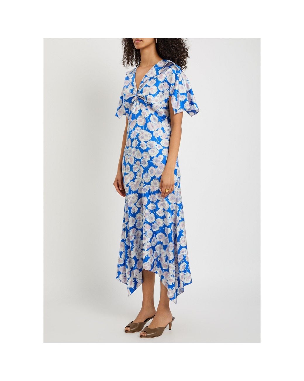 Stella McCartney Blue Daisy Print Silk Tea Dress