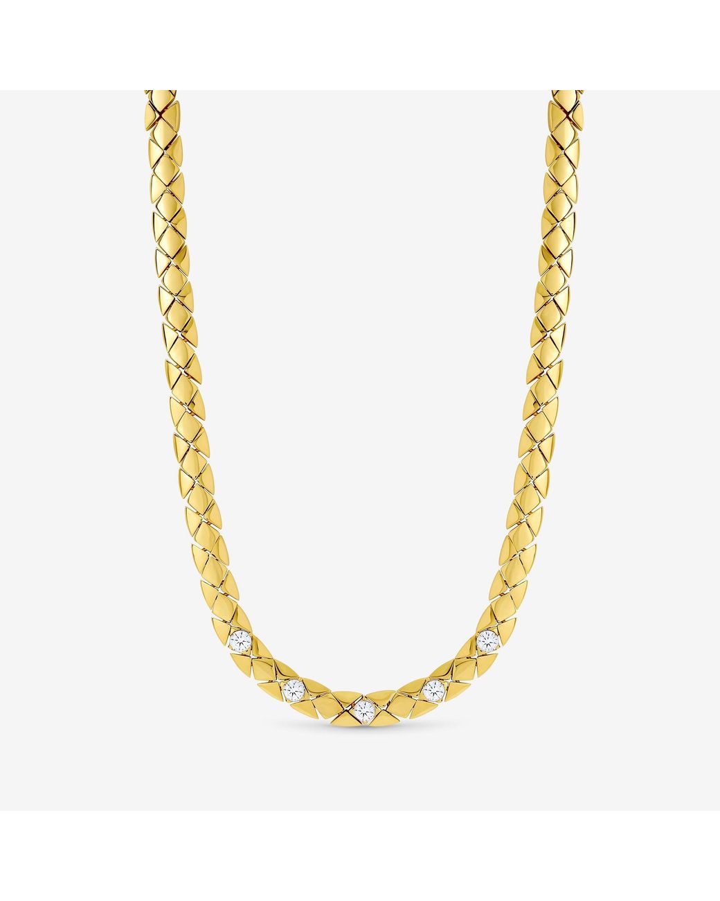Jon Richard Metallic 18K Plated Crystal Flat Chain Necklace