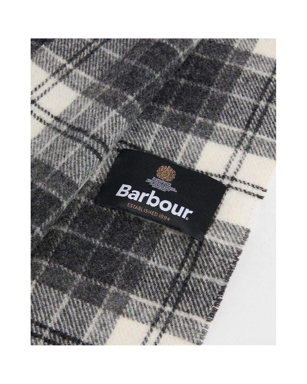 Barbour Gray Tartan Lambswool Scarf