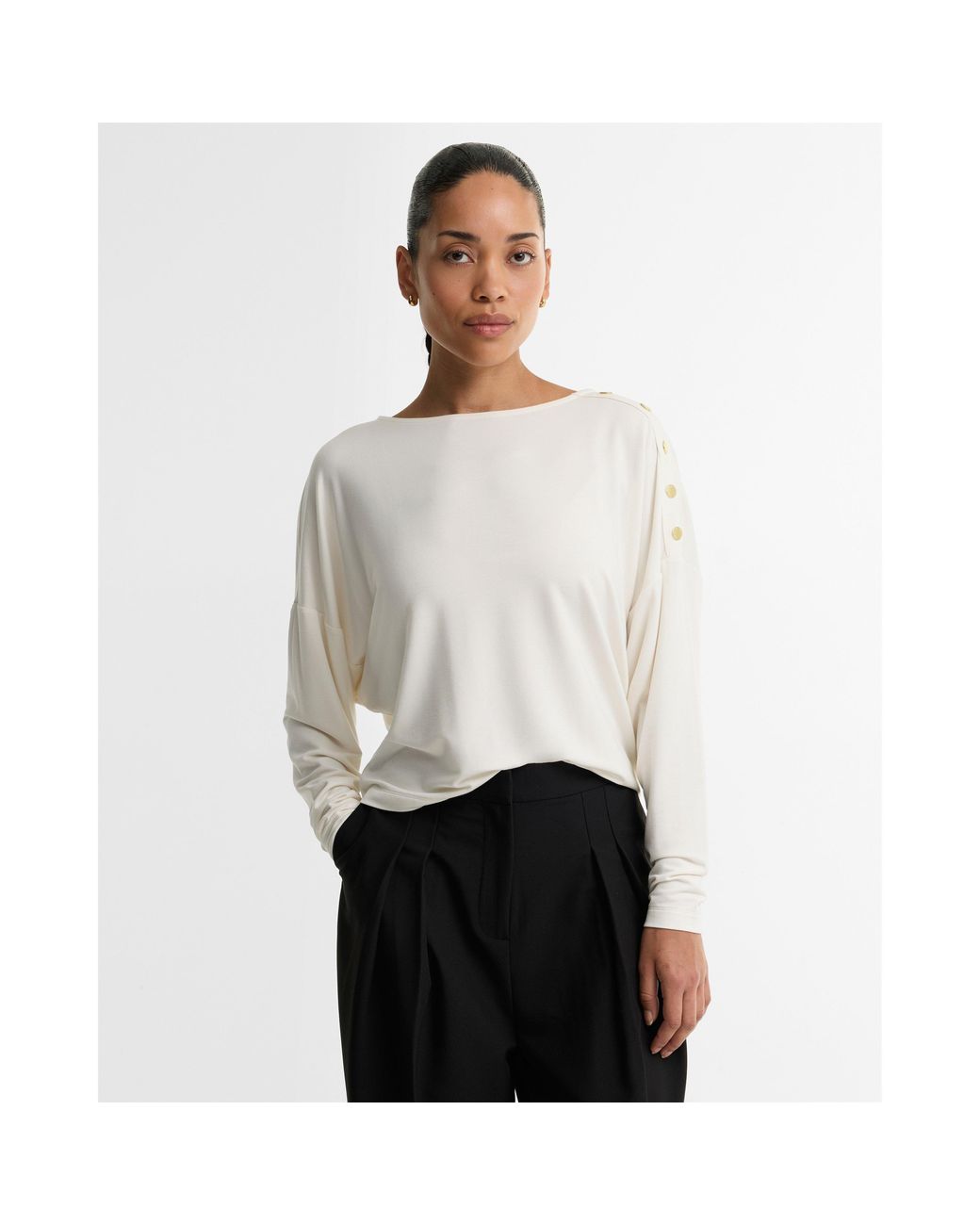 Barbour White Cyrus Viscose Long-Sleeve T-Shirt