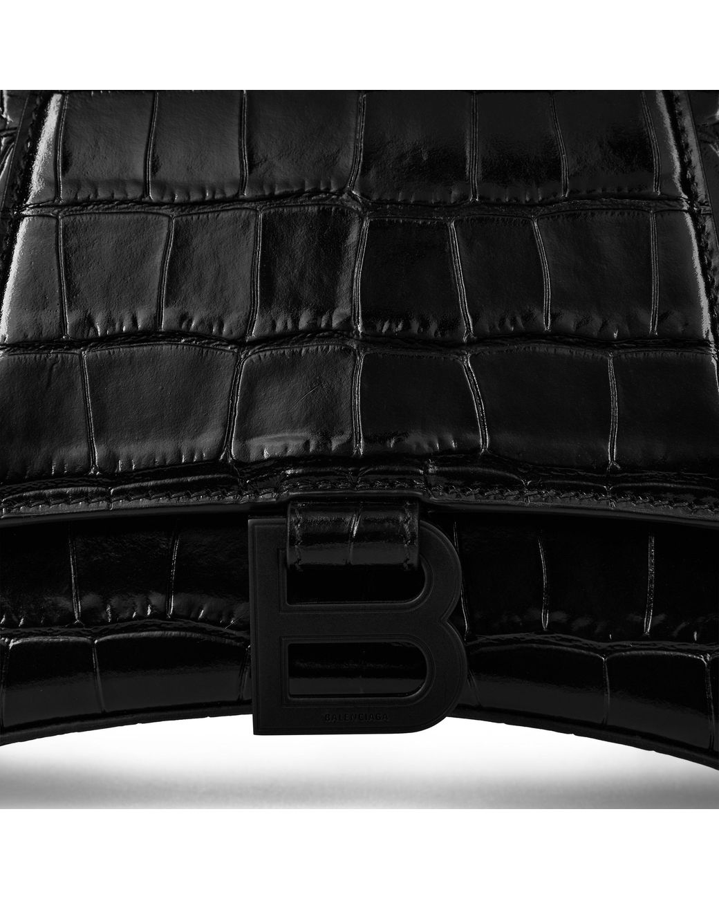 Balenciaga Black Hourglass Small Crocodile Handbag