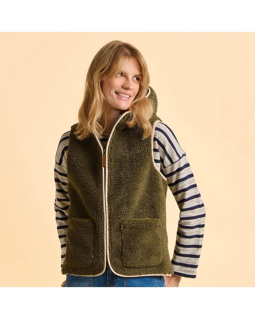 Brakeburn Green Snug Teddy Fleece Hooded Gilet
