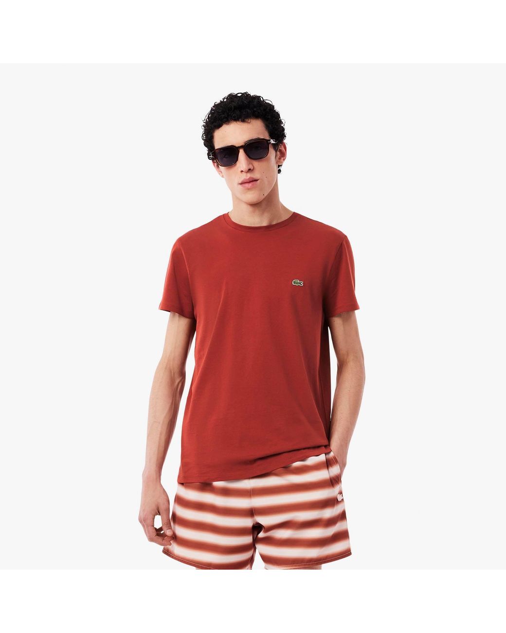 Lacoste Red Cotton Pima T-Shirt for men