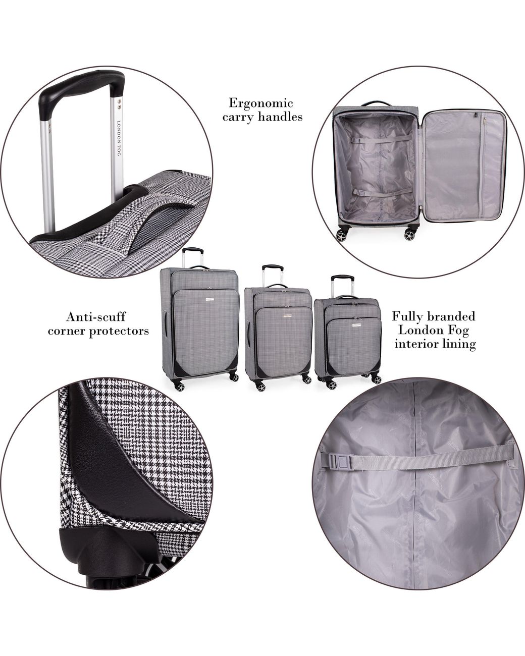 London Fog White The Newbury Soft Shell Hold Luggage And Cabin Case