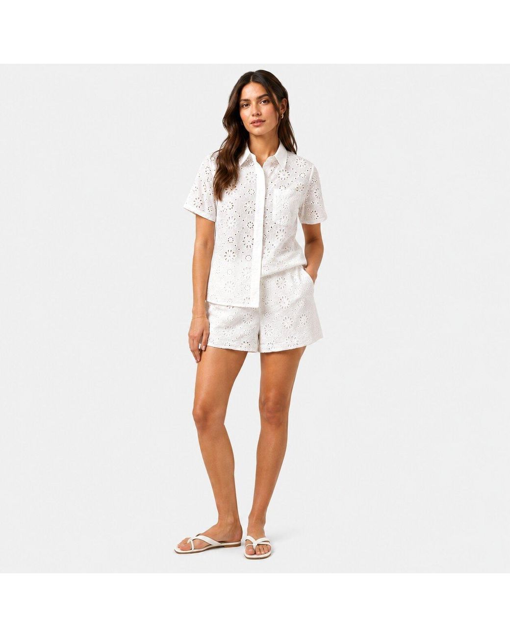 I Saw It First White Short-Sleeve Broderie Shirt