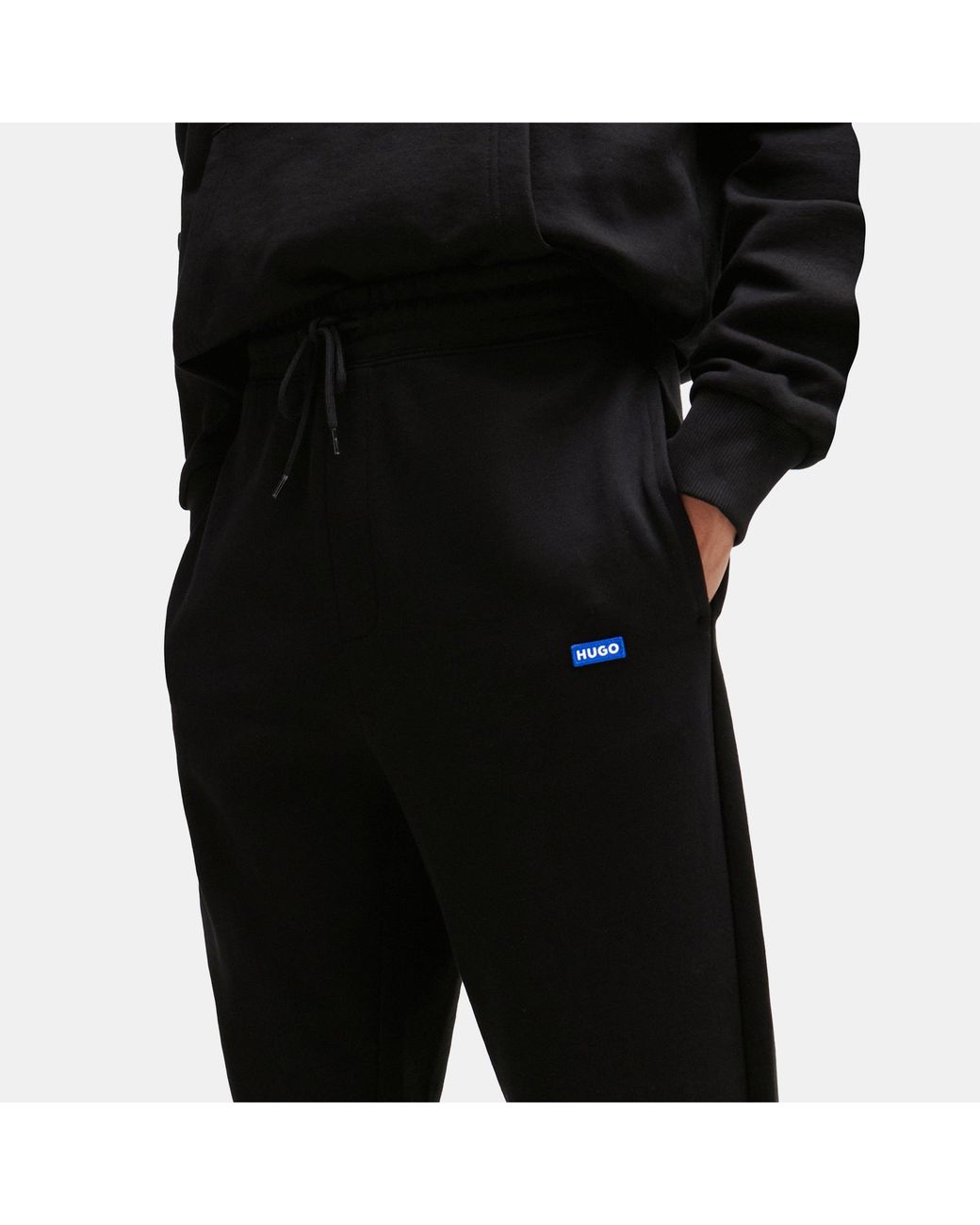 HUGO Black Bodywear Cotton-Terry Tracksuit Bottoms for men