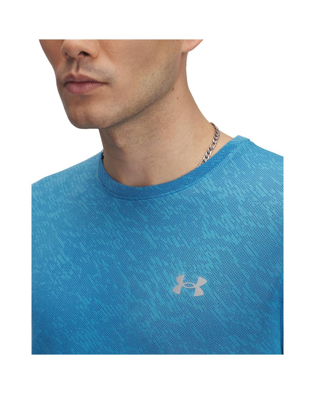 Under Armour Blue Launch Camo Short-Sleeve Performance Top for men