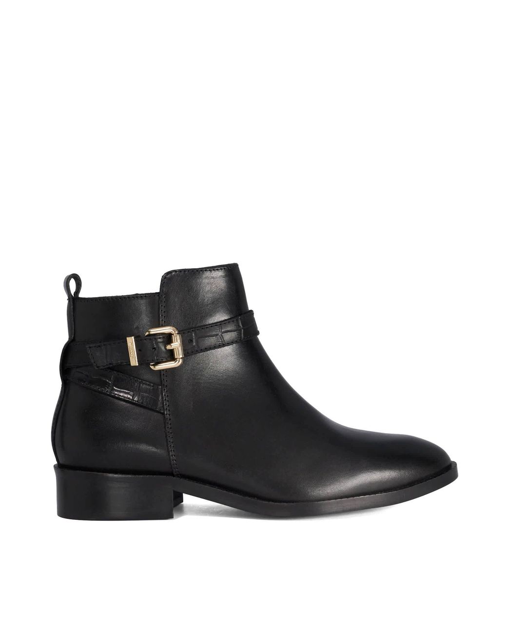 Dune Black Princes Leather Heeled Ankle Boots
