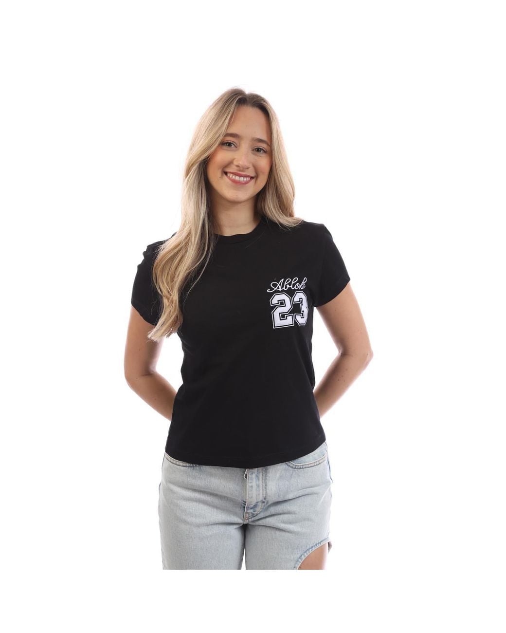Off-White c/o Virgil Abloh Black 23 Embroidered Fitted T-Shirt