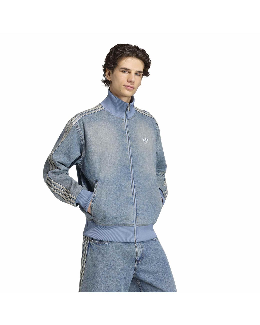 Adidas Originals Blue Firebird Adicolor Denim Track Top Asia Sizing Ks4970 for men
