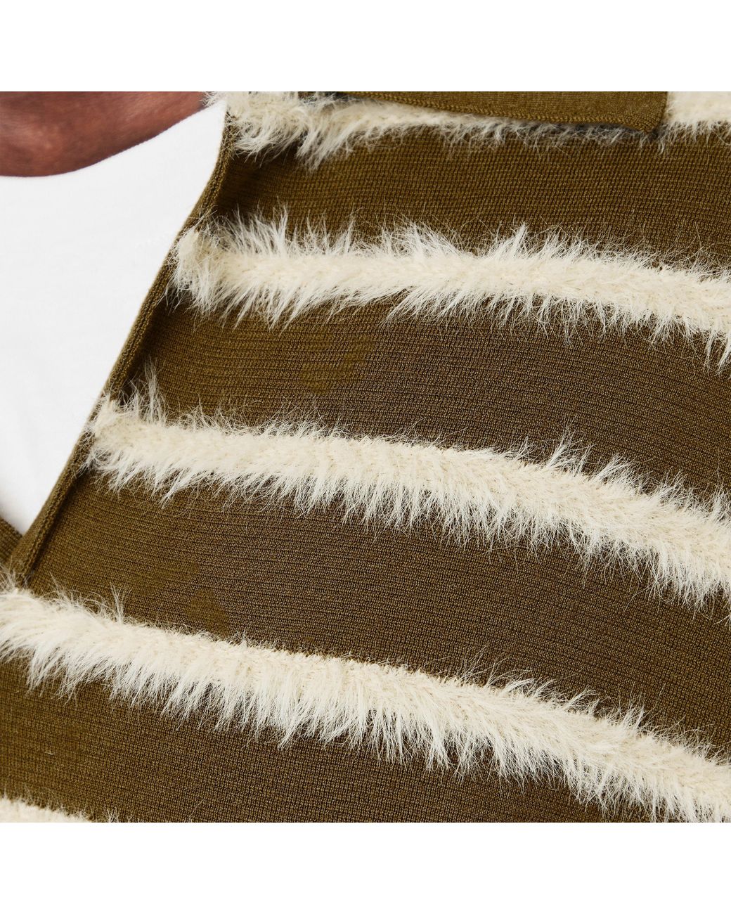 AMI Green Fluffy Knitted Long Sleeve Polo Shirt for men