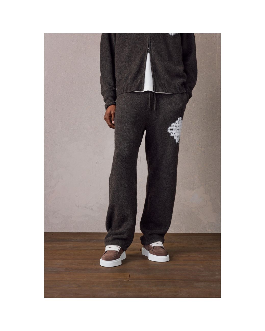 The Couture Club Black Fluffy Wool Chunky Knit Trousers