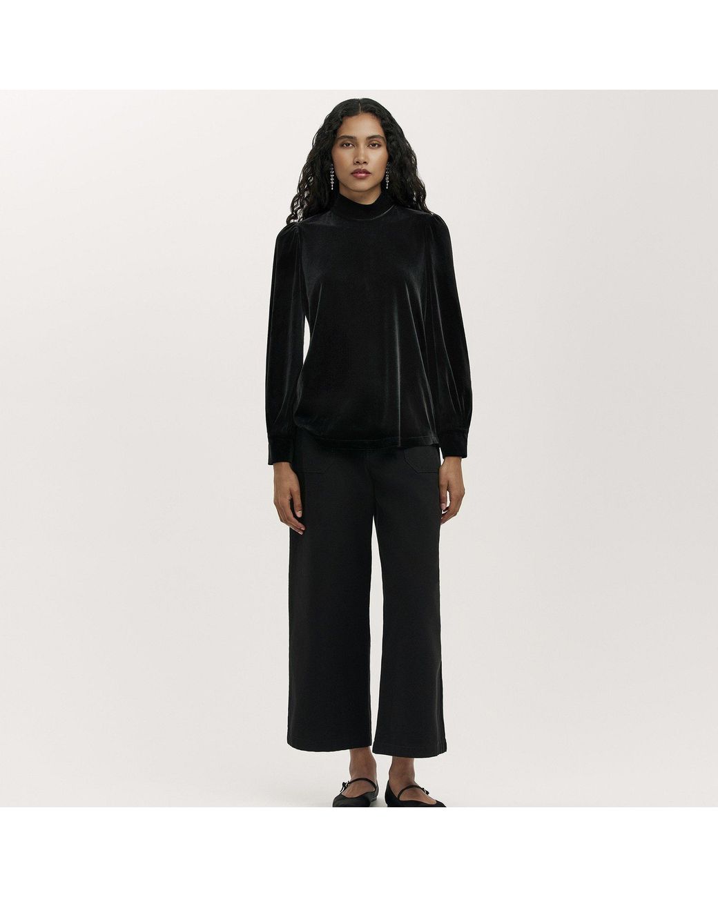 Finery London Black Clementine Long-Sleeve Plain Shirt