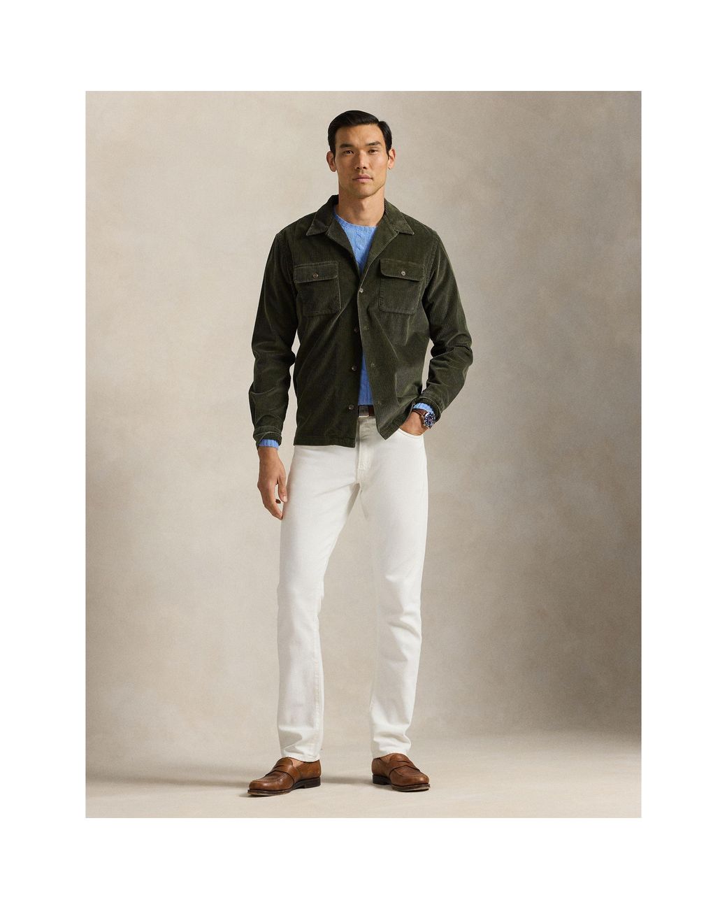 Polo Ralph Lauren Green Wide-Wale Cord Overshirt for men