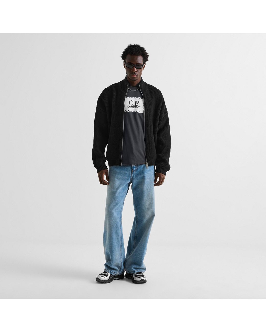 C P Company Black Block Logo Regular Fit T-Shirt for men