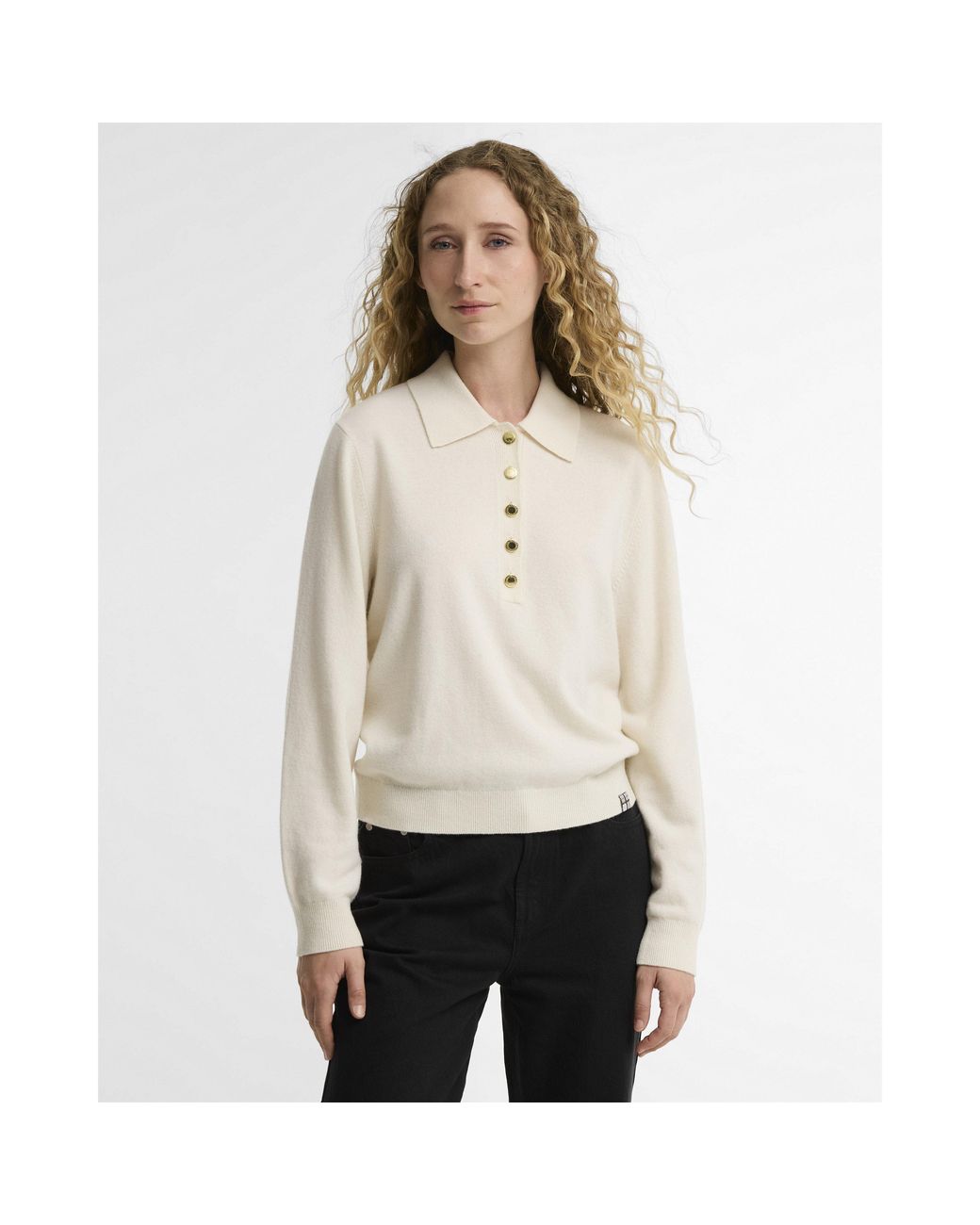 Barbour White Wynn Merino Wool Long-Sleeve Polo Shirt