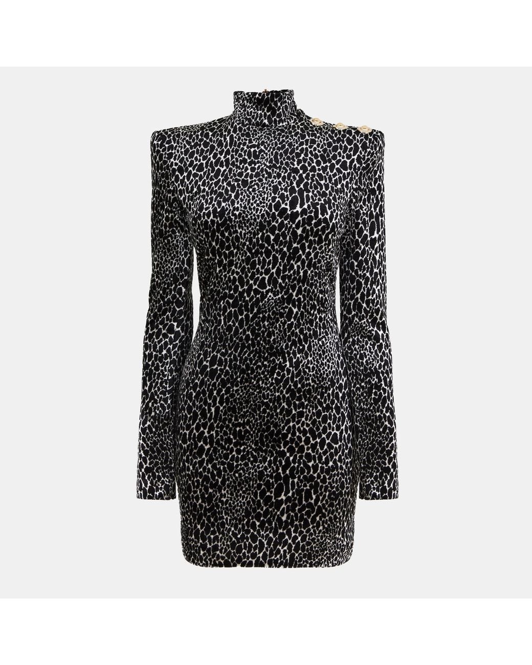 Balmain Black Structured Metal Hardware Textured Mini Dress