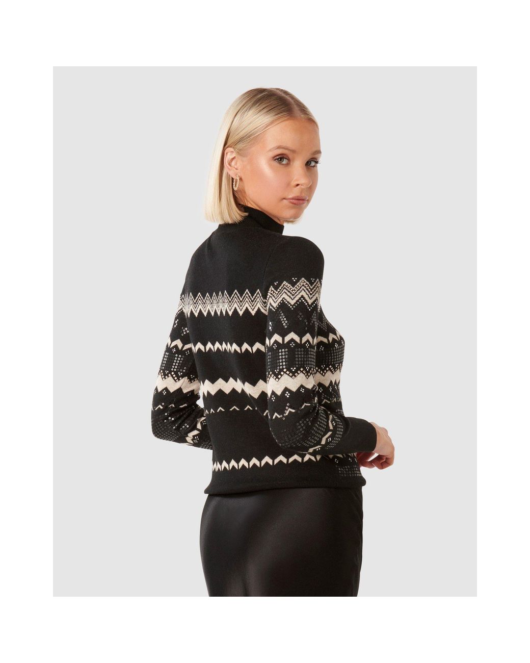 Forever New Black Steph Embellished Fair Isle Jumper