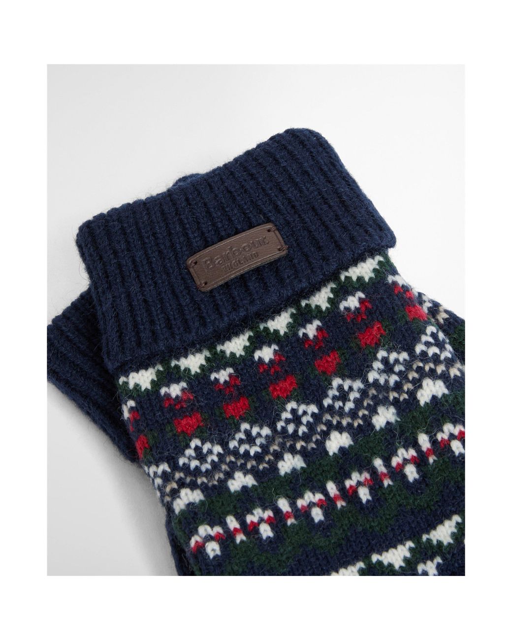 Barbour Blue Marlow Fairisle Knitted Gloves for men