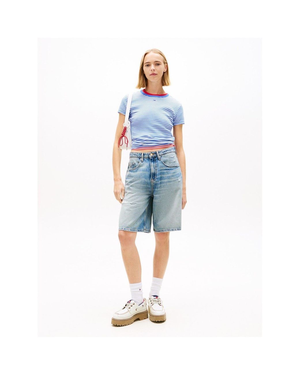 Tommy Hilfiger Blue Short Sleeve Logo Ribbed T-Shirt