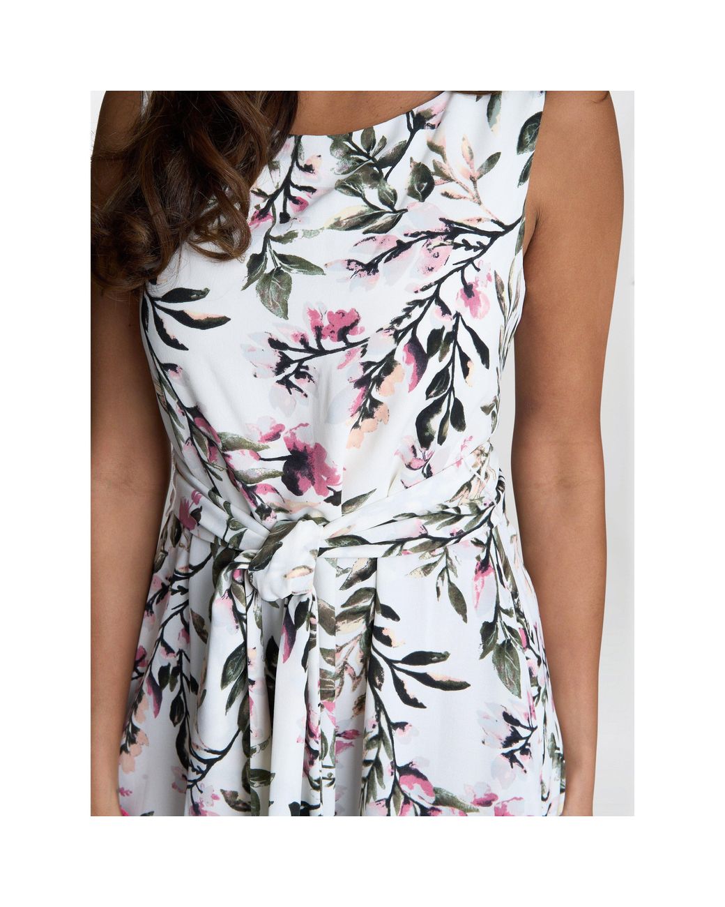 Gina Bacconi White Kelly Floral Printed Dress