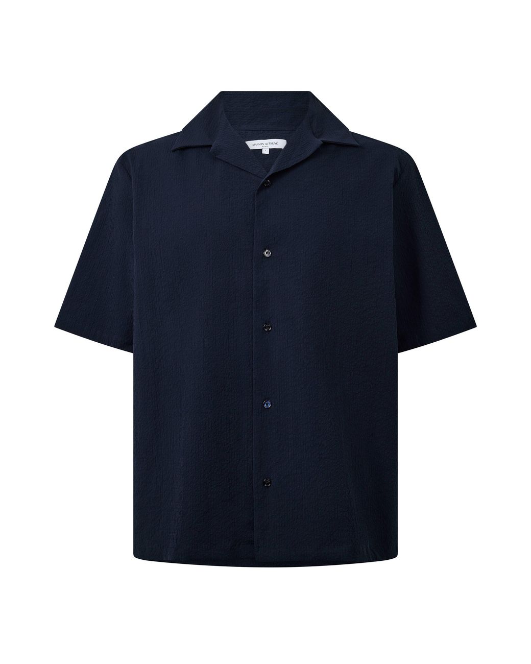 Maison Kitsuné Blue Seersucker Resort Long Sleeve Patterned Shirt for men