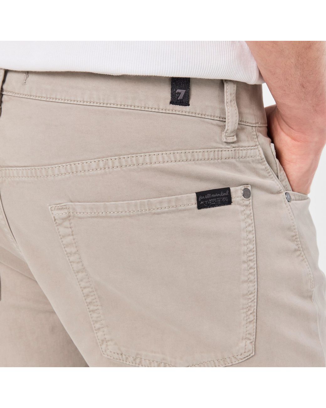 7 For All Mankind Gray Sateen Straight Leg Trouser for men