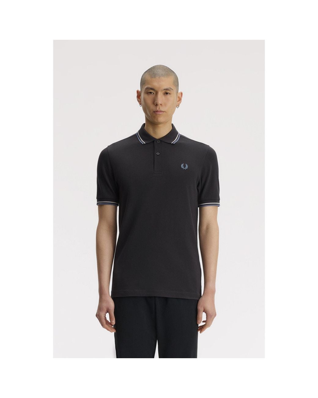 Fred Perry Black Short Sleeve Twin Tipped Polo Shirt for men
