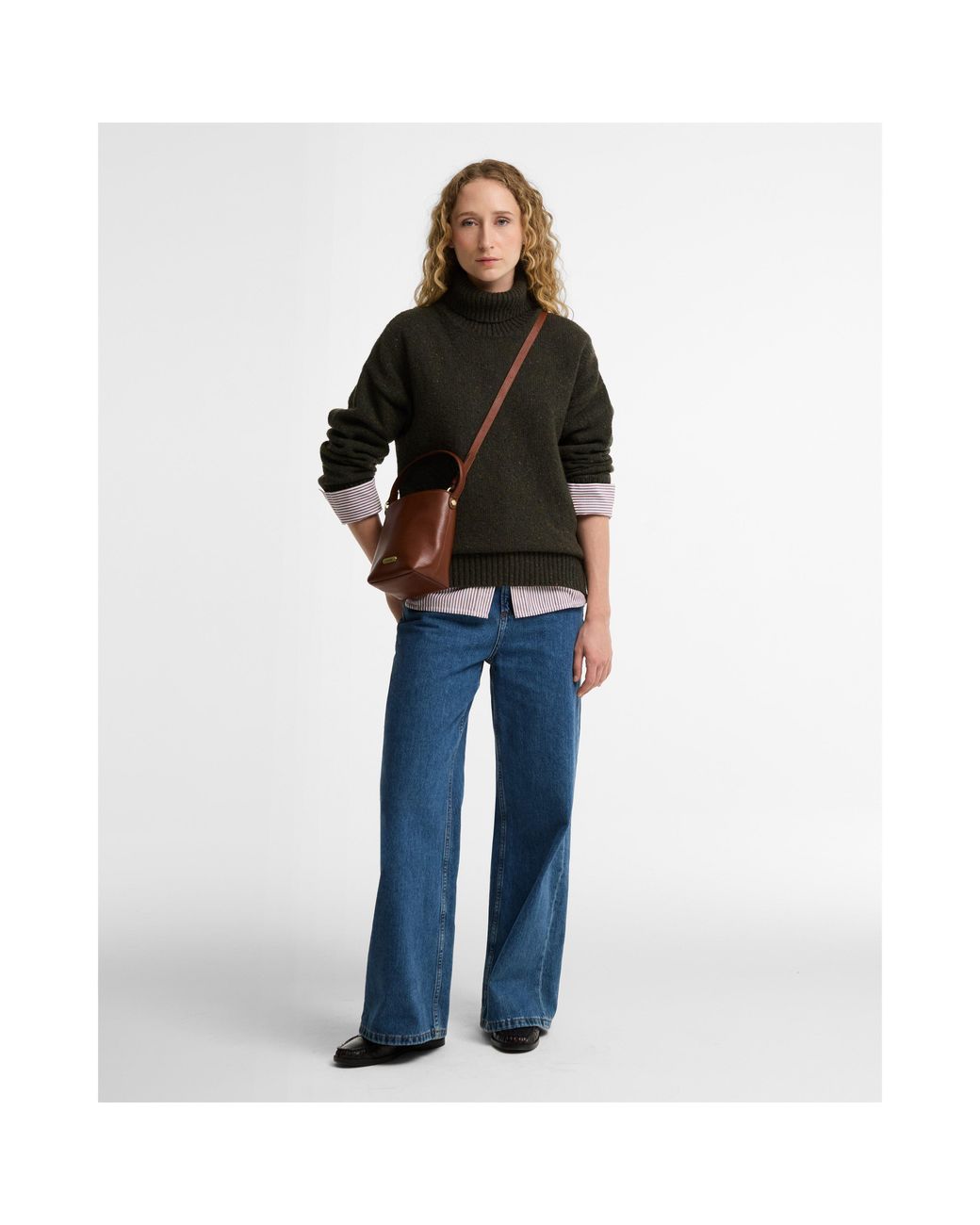 Barbour Brown Cedar Mini Leather Bucket Bag
